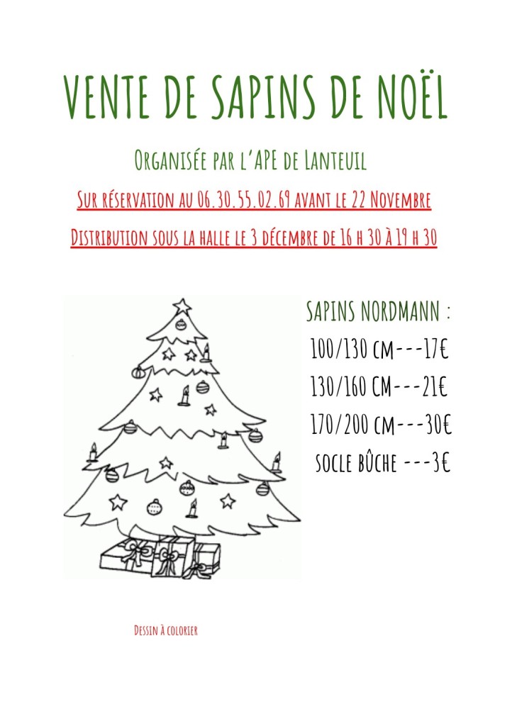 vente sapins APE